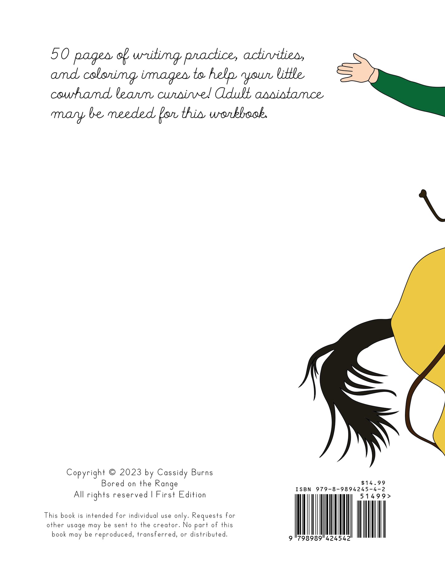 Ranching Cursive Cover Back. Copyright Bored on the Range 2023